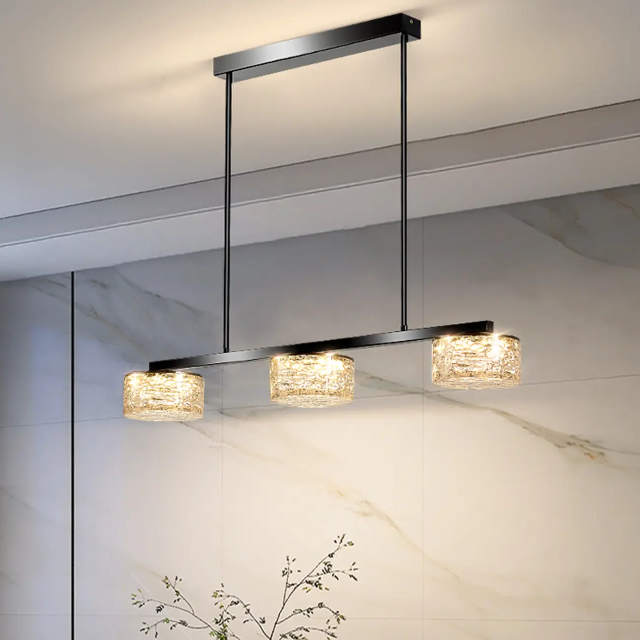 Gold Metal Island Lighting with Remote Control Stepless Dimming