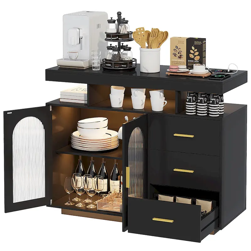 39Wide Sideboard With LED Light - N/A