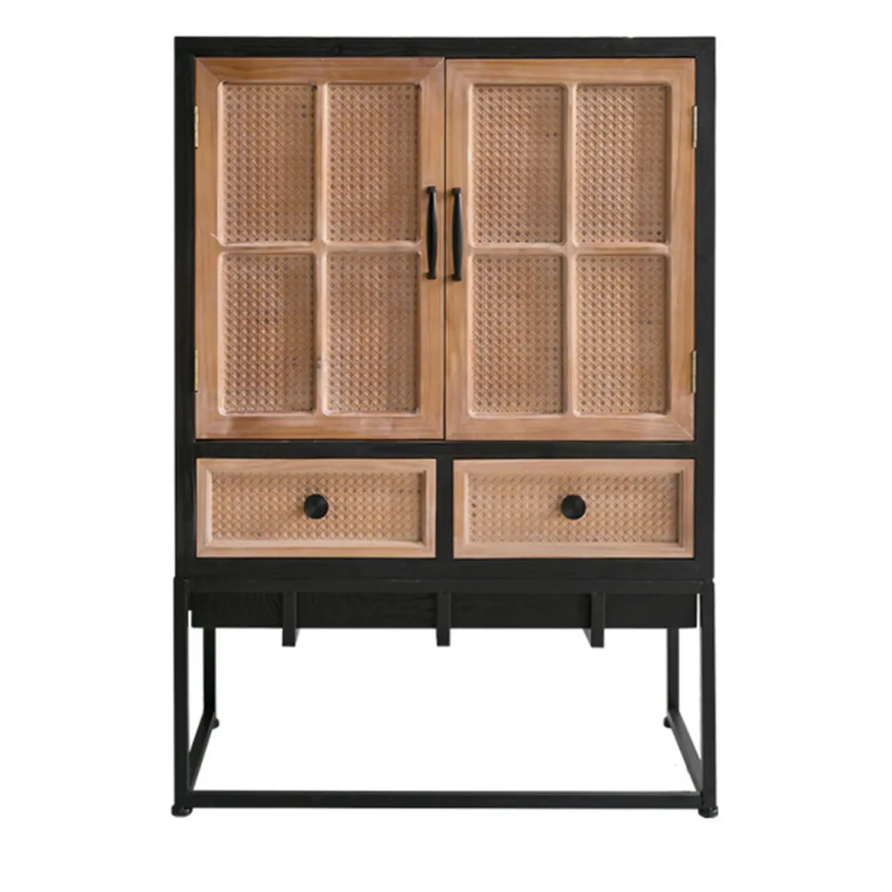 Rustic Multi-Color Wooden Bookcase with Drawers