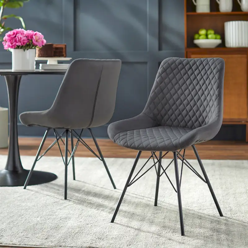 angelo:HOME Kavitt Mid-century Modern Velvet 5-piece Round Dining Set