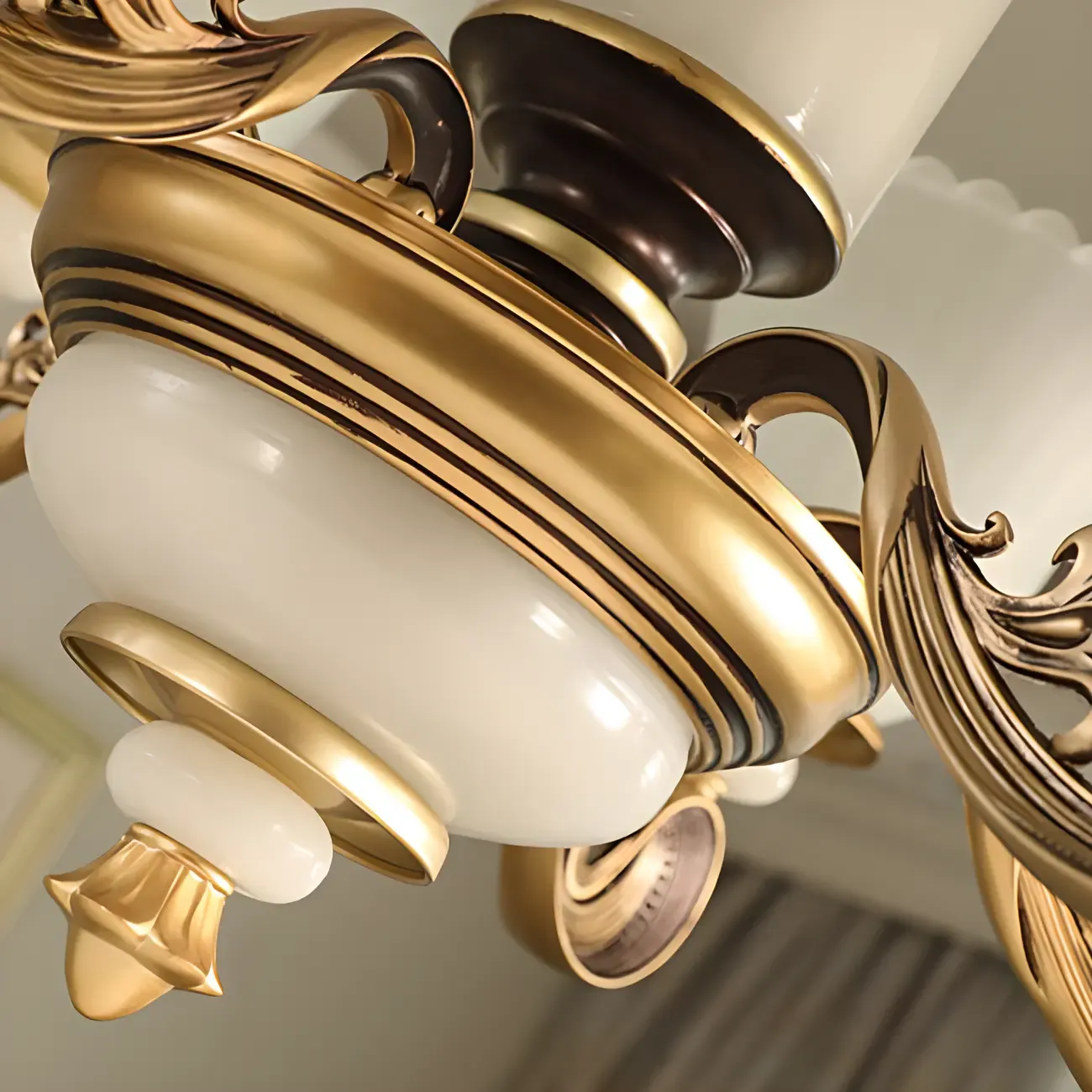 Adjustable Dining Room Gold Glass Bell Shape Up Light Chandelier