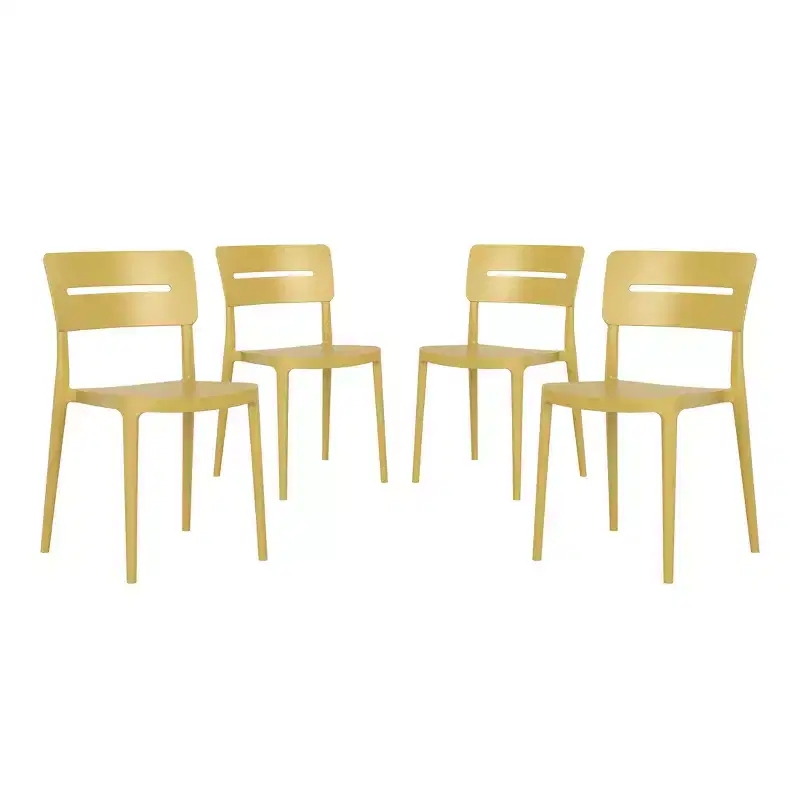 WestinTrends Playa Outdoor Modern Stackable Plastic Patio Dining Chairs (Set of 4), Yellow