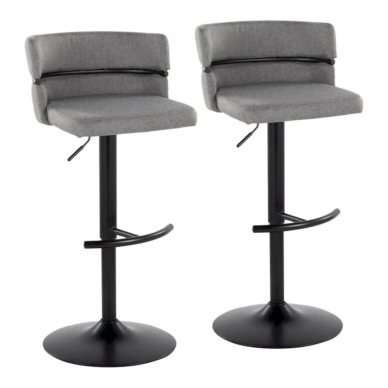 Adjustable Bar Stools with Rounded T Footrest Set of 2