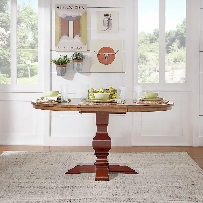 Two-Tone Oval Solid Wood Dining Table