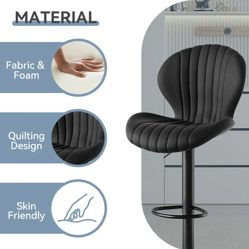 Modern Fabric Bar Stool with Iron Frame - 2 Pack