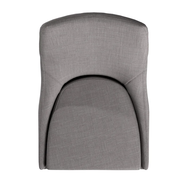 Mid-Century Barrel-Back Linen Dining Chairs with Tapered Legs – Dark Grey / Grey / White