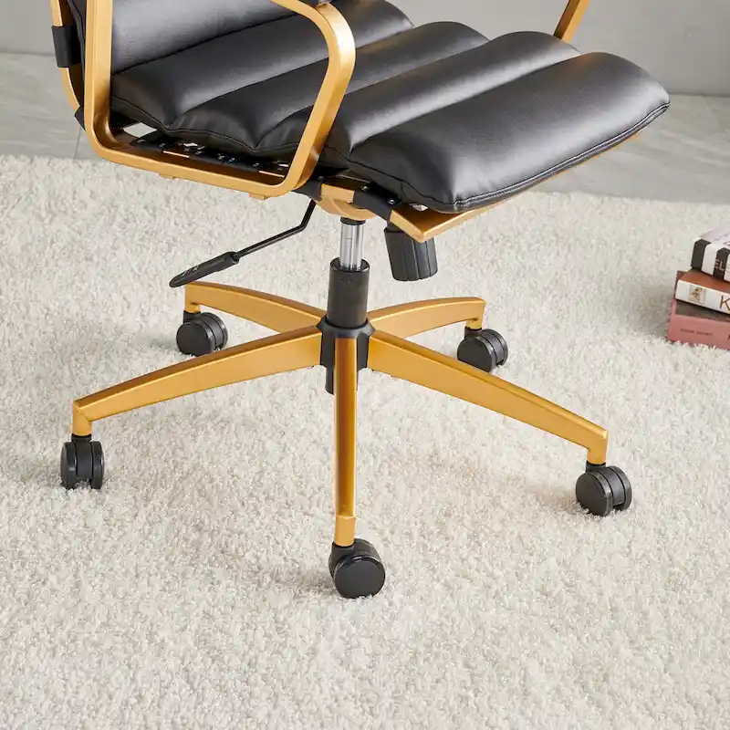 LUXMOD Office Chair Faux Leather Gold Frame Adjustable and Swivel
