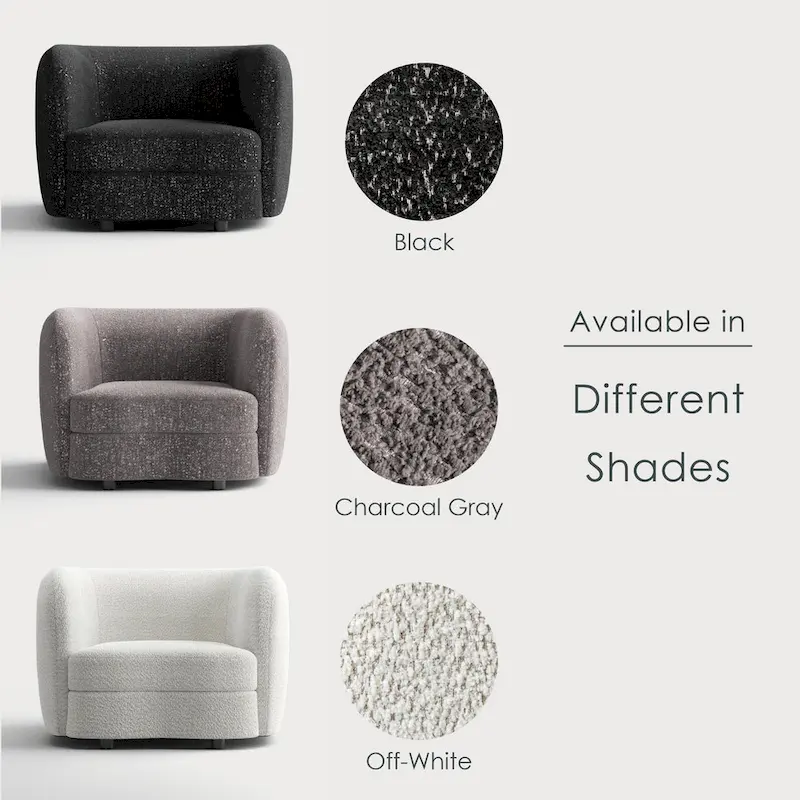 Furniture of America Ophelia Modern Curved Arms Boucle Accent Chair with Kidney Style Seat and Round Wooden Legs