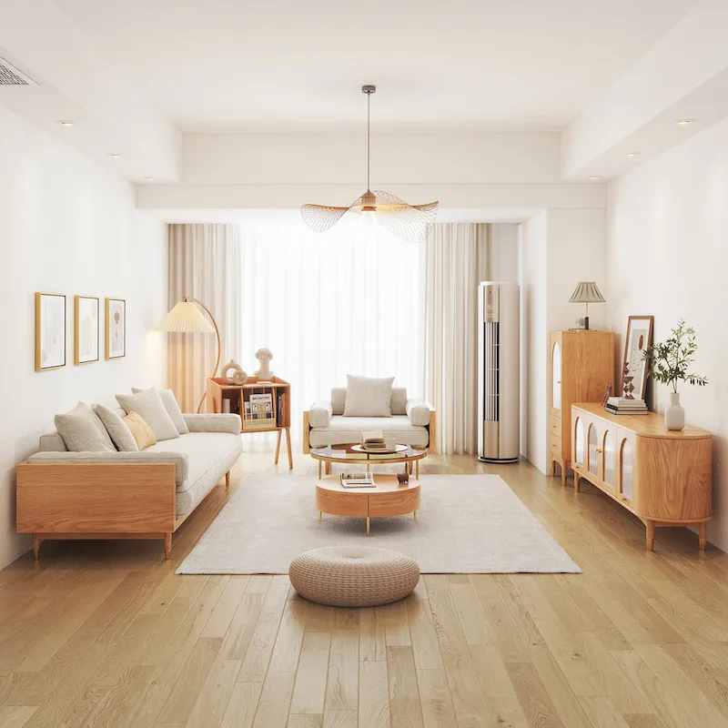 JASIWAY Modern 3-Seat Upholstered Cotton Linen Sofa,Beige