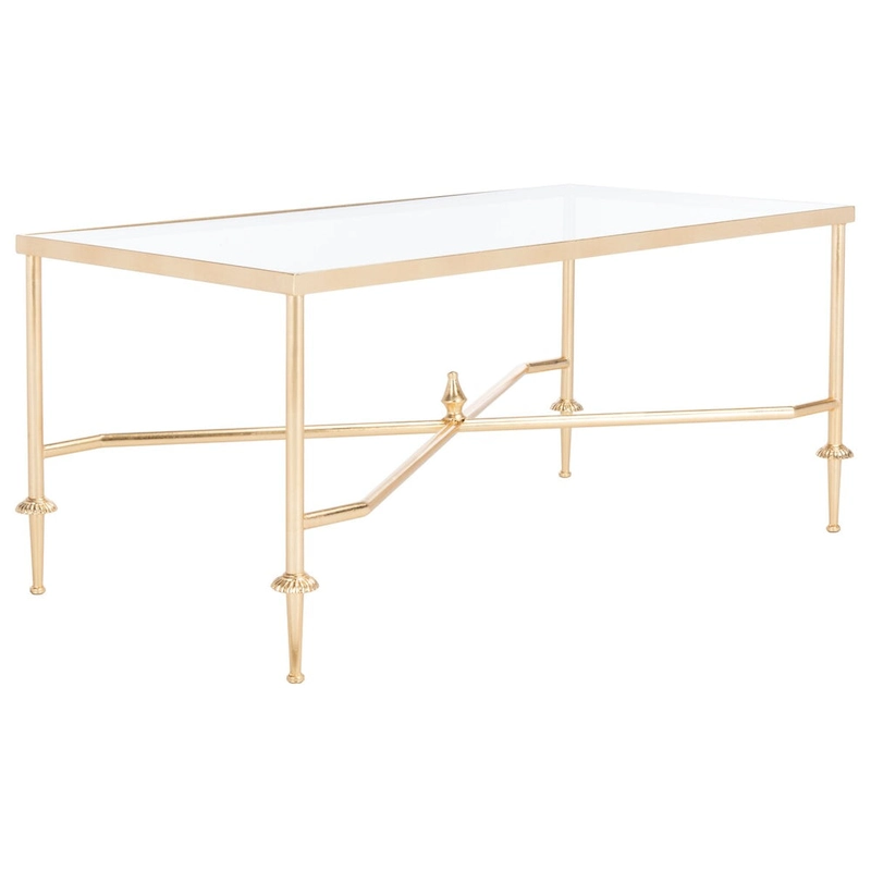 SAFAVIEH Couture Araminta Gold Leaf Coffee Table - 44  W x 24  L x 20.5  H - 44Wx24Dx21H