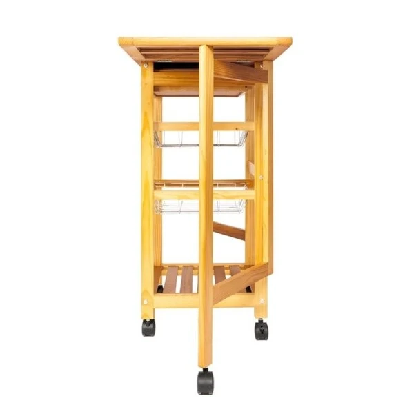 White & Yellow Rolling Kitchen Island Cart, 1-Person, 35.8 x 14.6 x 29.52 in