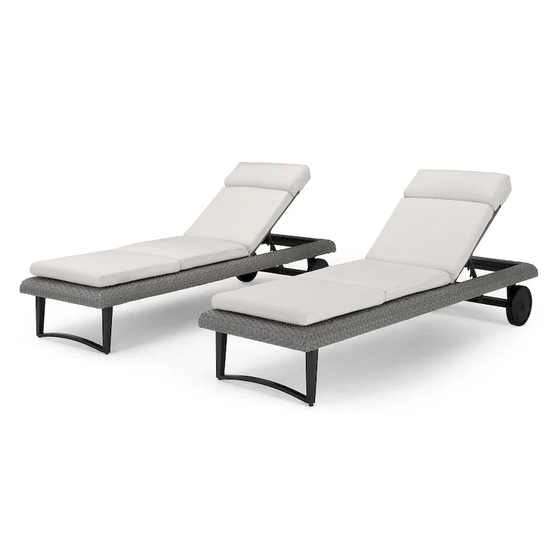 Vistano 2 Piece Sunbrella Outdoor Patio Chaise Lounges - Gray