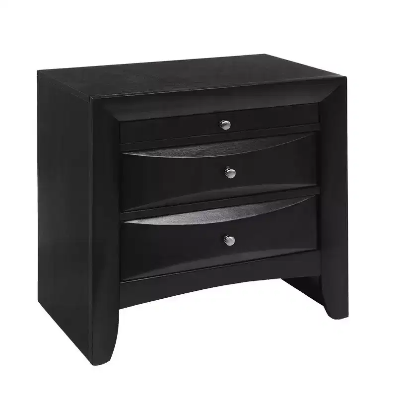 Royal Hampton Contemporary 2 Drawer Wood Nightstand By Ireland , Black