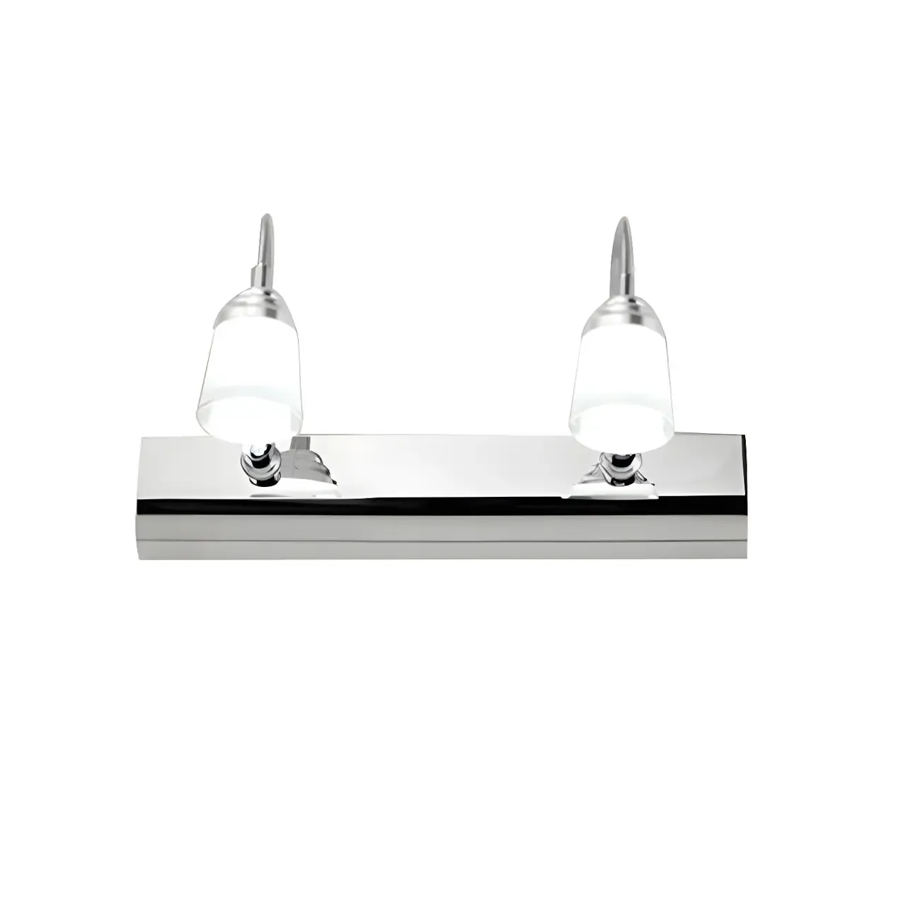Modern Chrome LED Bathroom Vanity Light with White Shade