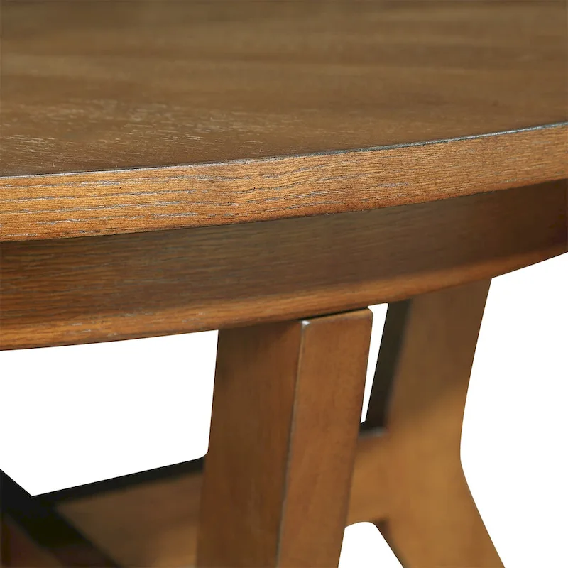 Mid Century Farmhouse Circle Wooden Coffee Tables