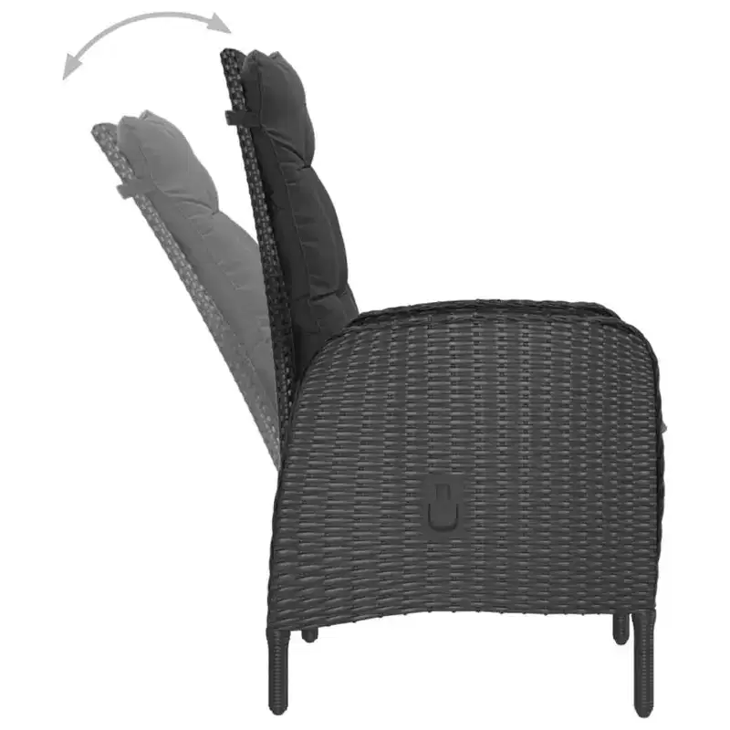vidaXL 3 Piece Patio Bistro Set Poly Rattan and Glass