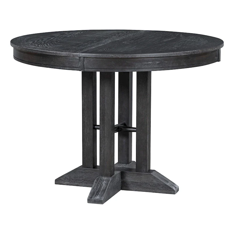 5-Piece Dining Set Extendable Round Table and 4 Upholstered Chairs Farmhouse Dining Set