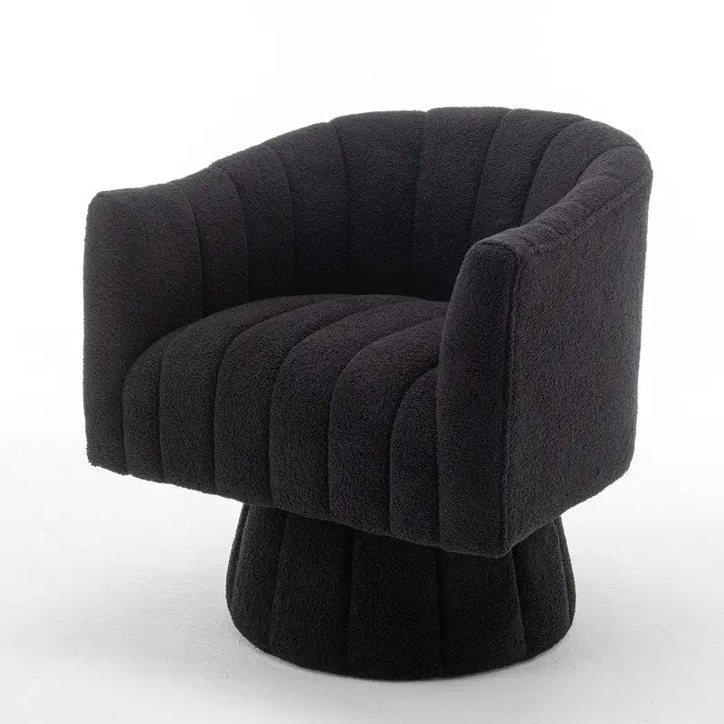 SEYNAR Modern Glam Velvet Upholstered Round Swivel Accent Barrel Chair