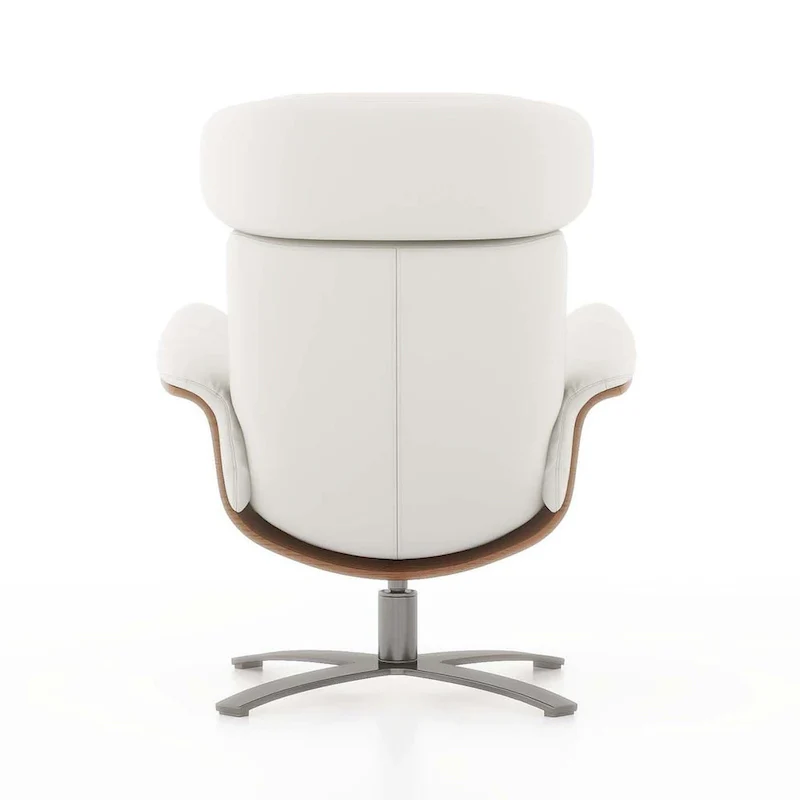 Jovan 31.5 Curved Wood Genuine Leather Recliner Lounge Chair