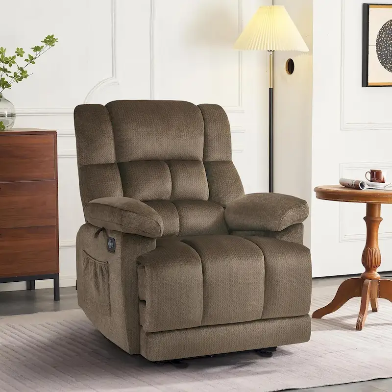 MCombo Electric Power Recliner Chair for Living Room with Heat and Massage, Fabric R6233