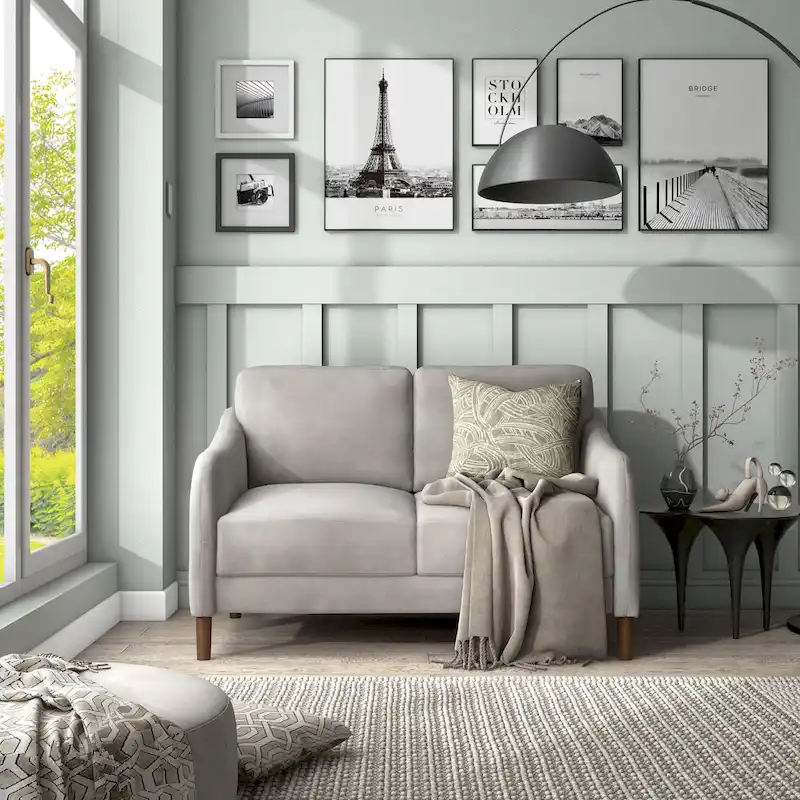 Grey Velvet Loveseat – 2-Seat, 52