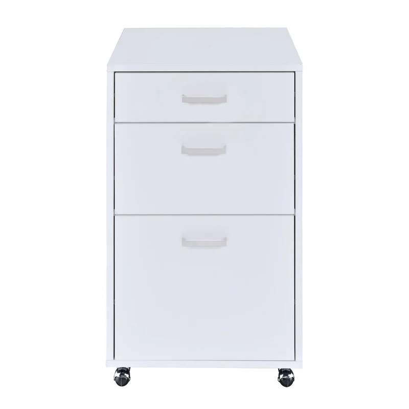 Handela White High Gloss File Cabinet with 3 Drawers