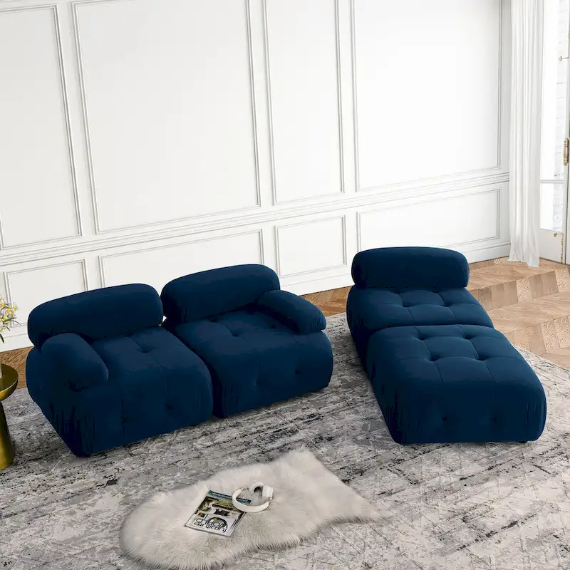 Blue 93  Modular L-Shaped 4-Seater Sofa with Reversible Ottoman