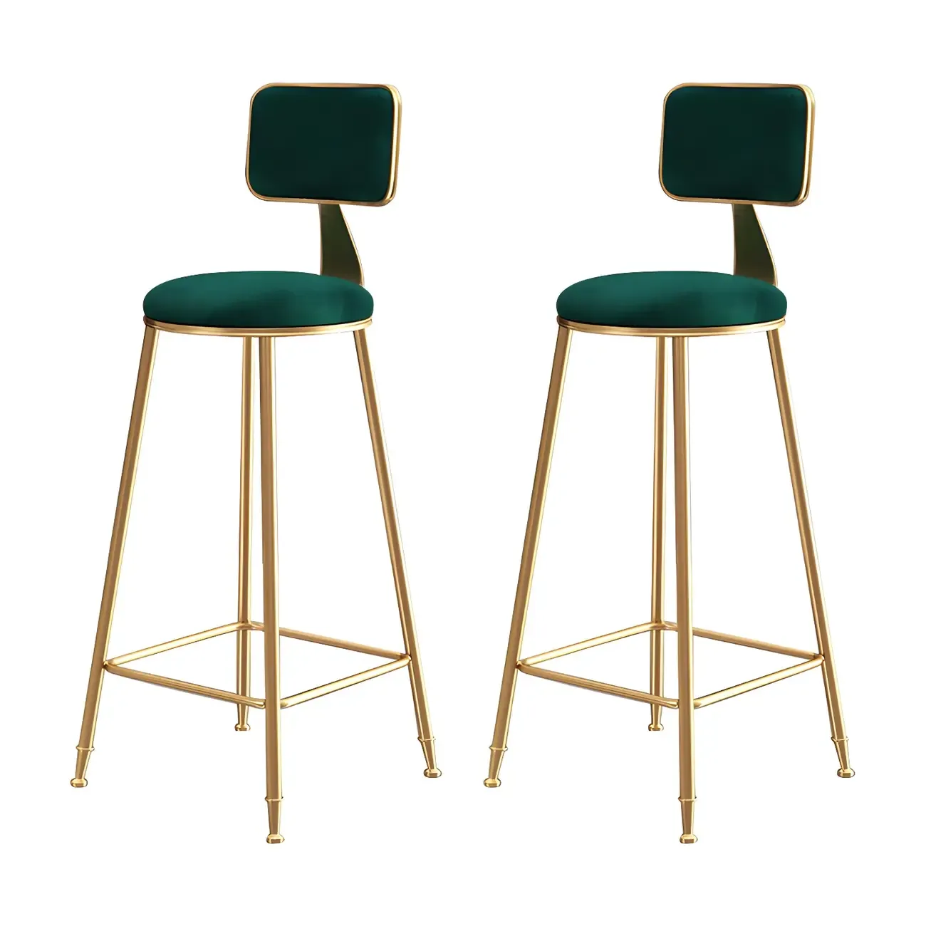 Round Velvet Upholstered Counter Bar Stools