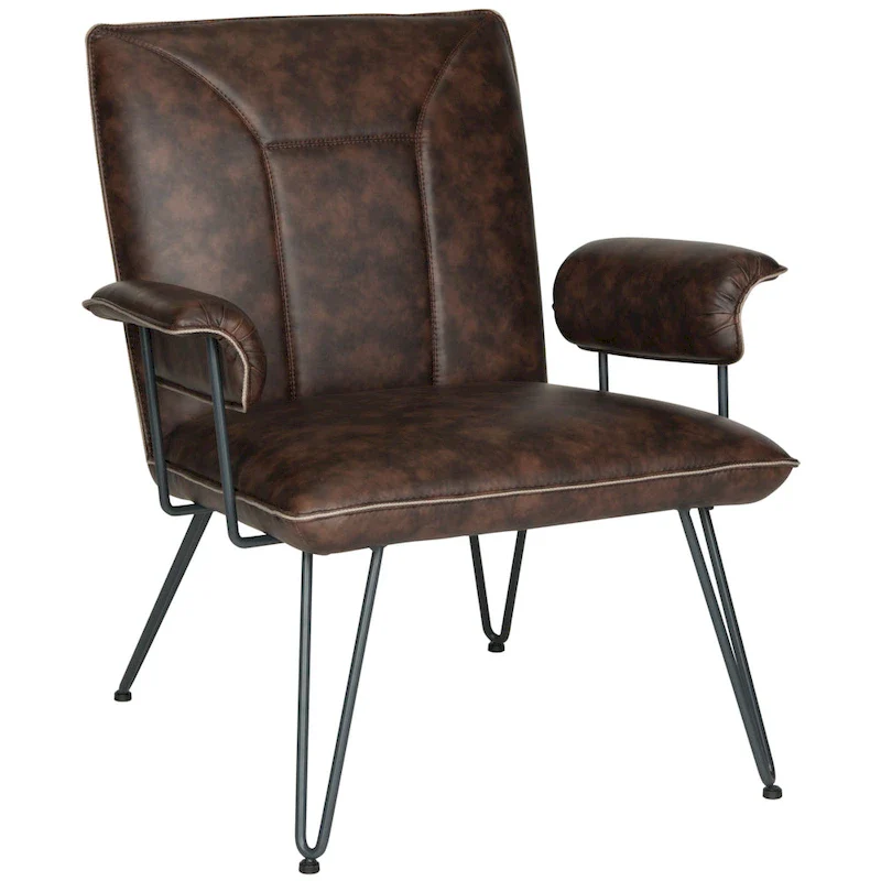 Mid-Century Modern Faux Leather Arm Chair - 29Wx28Dx33H