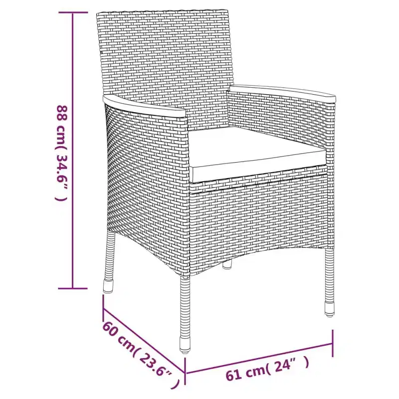 vidaXL Garden Bistro Set Poly Rattan Medium Modern Bistro Set