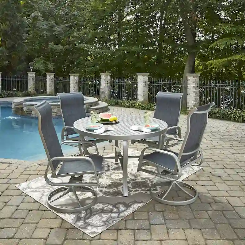 Captiva Gray Aluminum 5 Piece Outdoor Dining Set - 48 x 29 x 48
