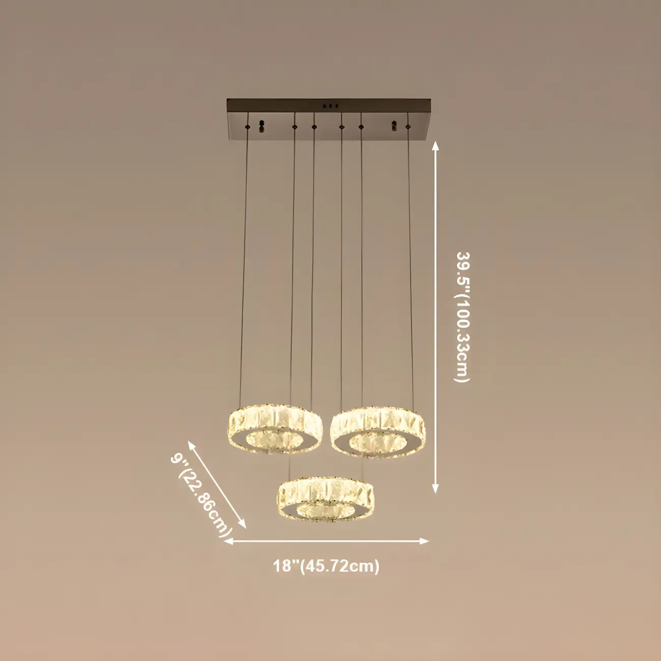 Elegant Crystal LED Kitchen Pendant Light with Remote