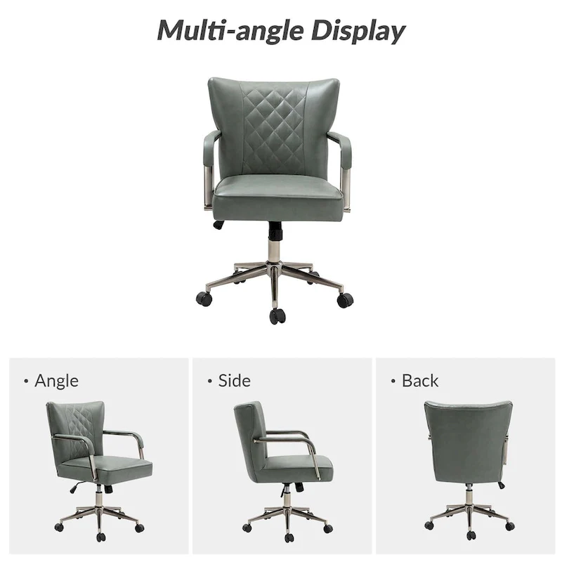 Felice Modern Swivel Height Adjustment Diamond-Tufted Office Chair by HULALA HOME