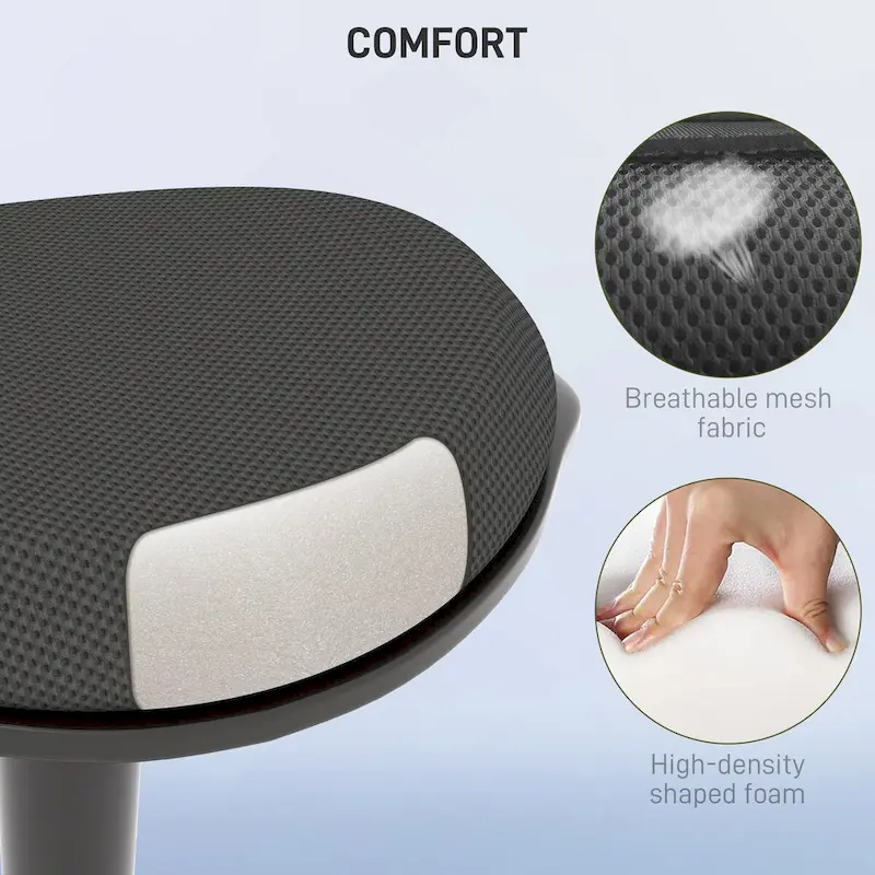 HOMCOM Standing Desk Chair, Ergonomic Backless Wobble Stool, Height Adjustable Tall Office Chair 22.2-28.1 Inches