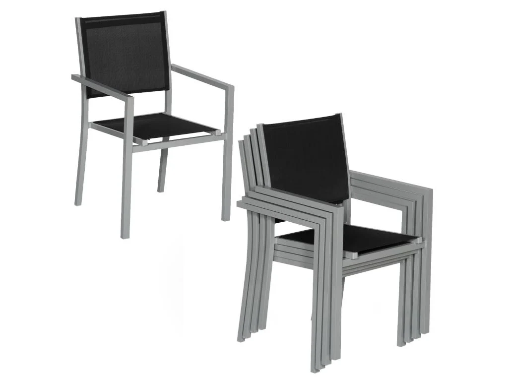 Lot Chaises Aluminium - Noir