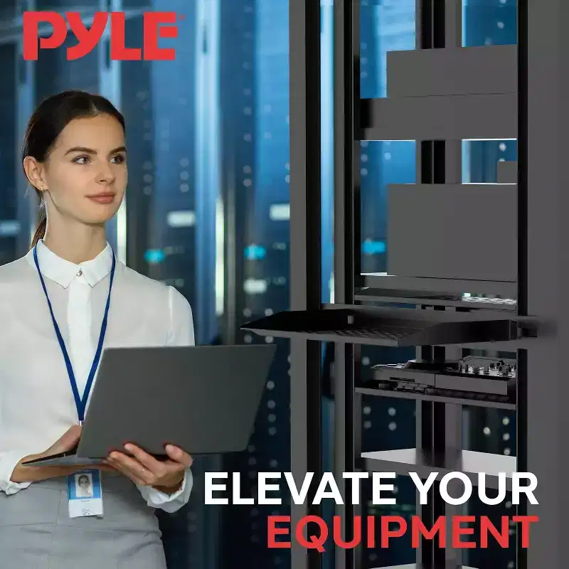 Pyle 1U Server Rack Shelf Mount Tray - Heavy-Duty Metal Construction (PLRSTN14UX4) - Compatible with 19 Racks - 4-Pack