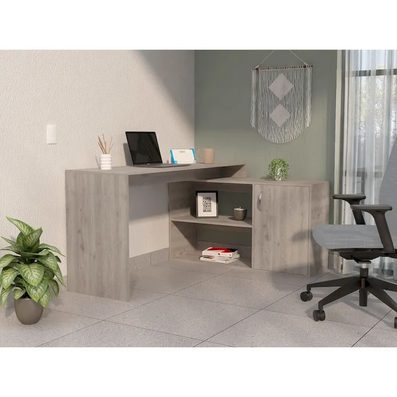 Lyncliff 1-Drawer 2-Shelf L-Shaped Office Desk Smokey OakHigh quality and durable