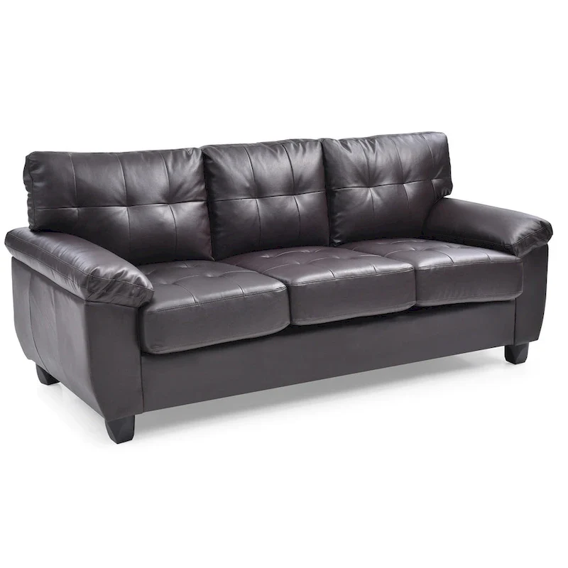 Flared Arm Faux Leather Tufted Straight Sofa - 78  - Brown