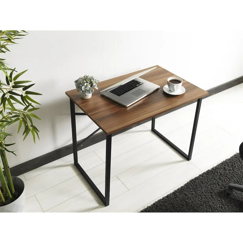 35 Inch Rectangular Computer Desk Modern Writing Desk with Metal Frame Study Desk Workstation for Living Room, Bedroom,Office