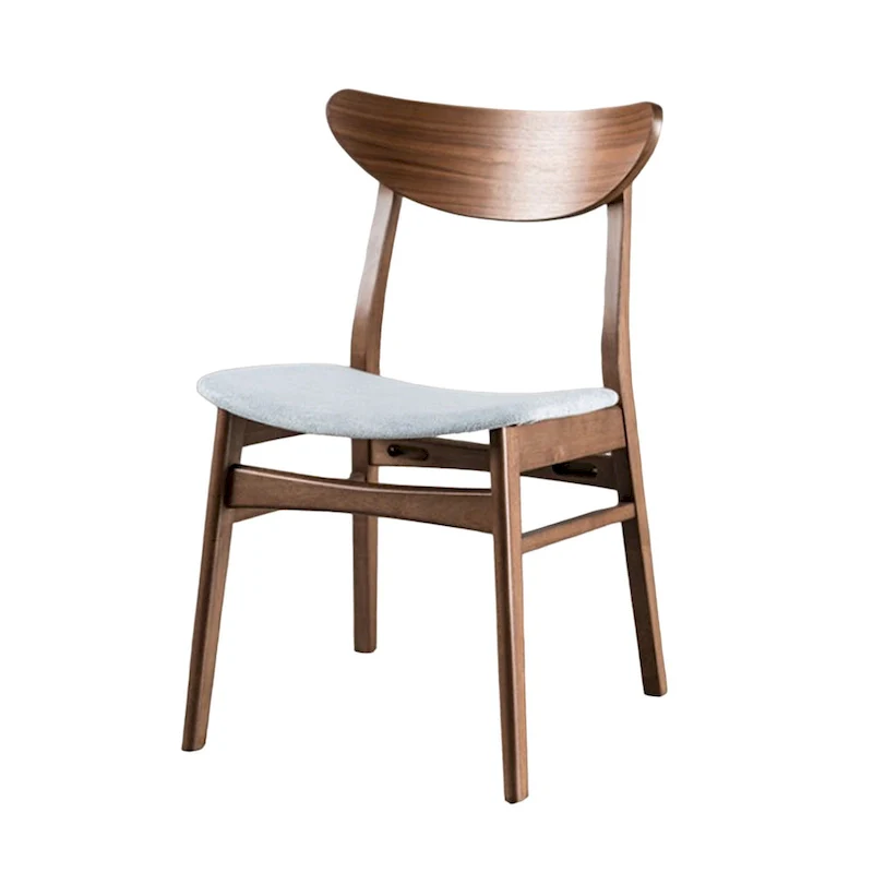 Set of 2 Upholstered Dining Side Chairs – Walnut Brown & Gray, Modern Kitchen Chair