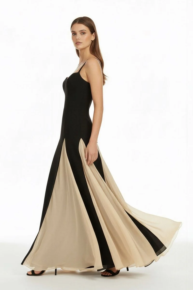 Champagne - Spaghetti Straps Sleeveless A Line Satin Long Prom Dresses