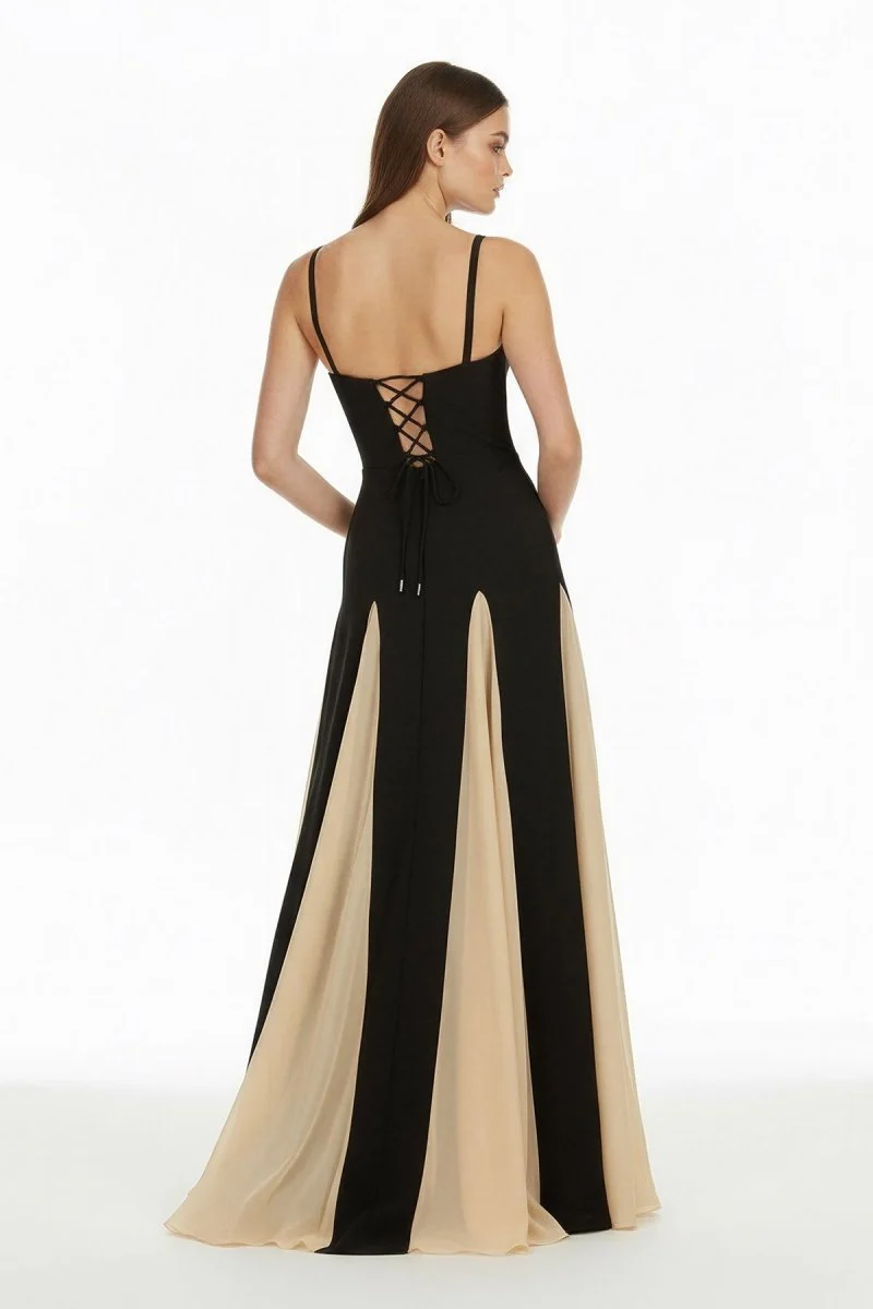 Champagne - Spaghetti Straps Sleeveless A Line Satin Long Prom Dresses