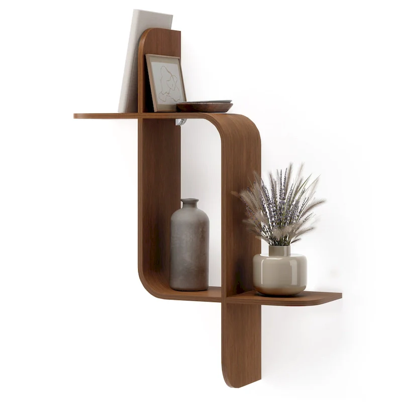 Geometric Bentwood Wall Shelf