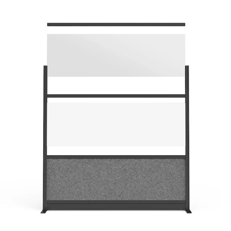Modular Room Divider Wall System — Black Frame, 70x70 Starter Wall, Wide Paneling
