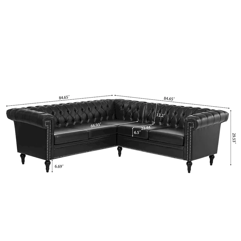 L-Shaped Sectional Sofa with PU Leather Upholstery