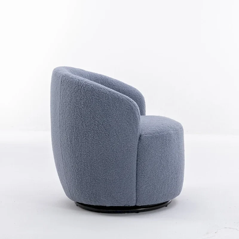 360° Swivel Barrel Accent Chair – Soft Teddy Fabric, Ergonomic Backrest