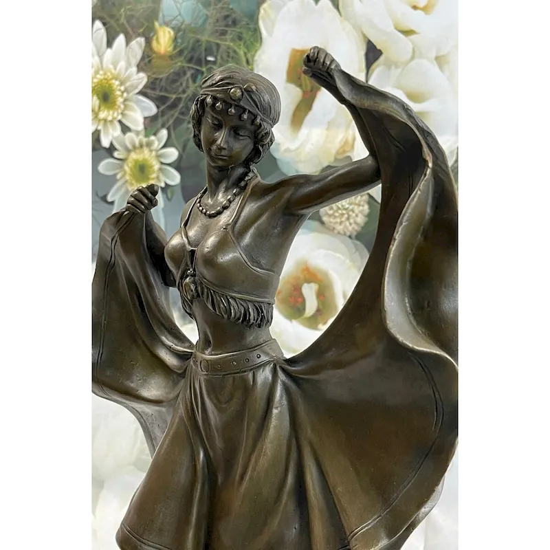 Bergman Art Deco Flapper Dancer Girl Lifting Skirt Bronze Statue Figure Sculpture 18 Inches X 8 Inches