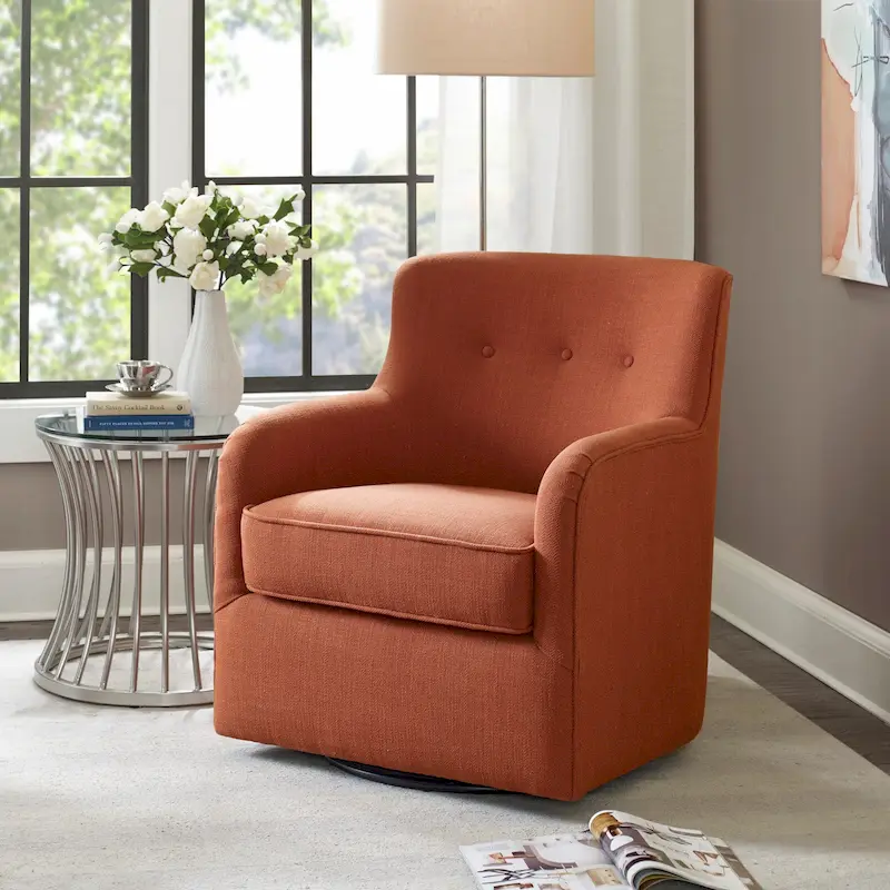 360-Degree Swivel Accent Chair with Tufted Back