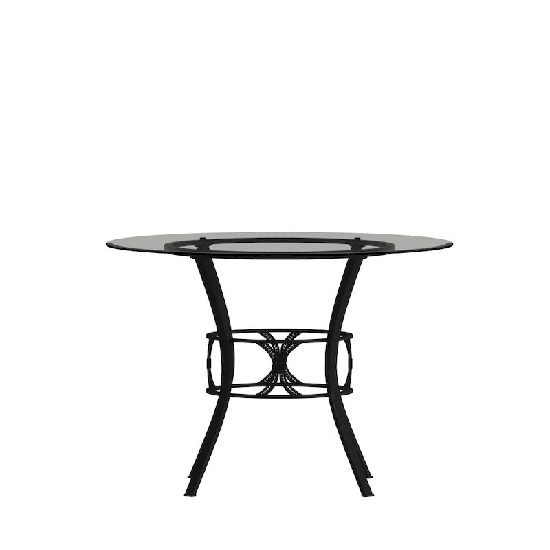 Clear Glass Round Dining Table with Metal Frame 42-inch