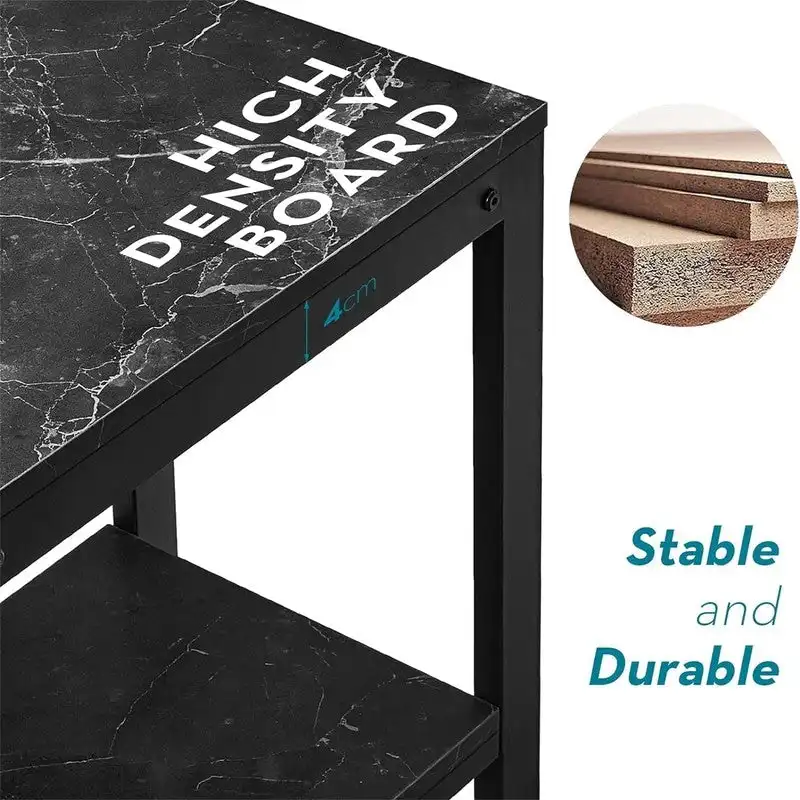 White / Black Marble / Oak / Brown / White Marble 2-Tier Computer Desk with Shelves – Modern Style, Home Office Use